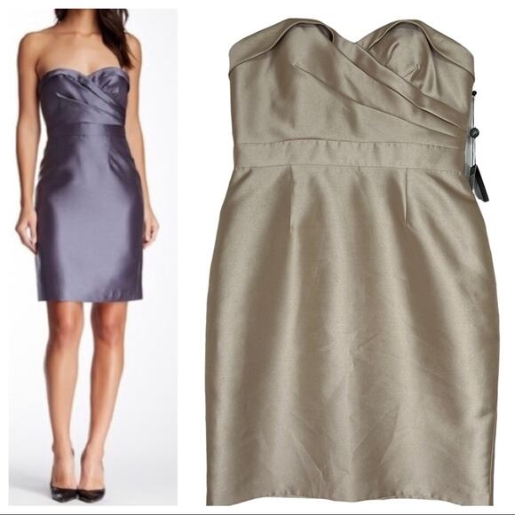 ADRIANNA PAPELL Strapless Sweetheart Cocktail Dress Size 10 champagne NWT - Picture 1 of 10